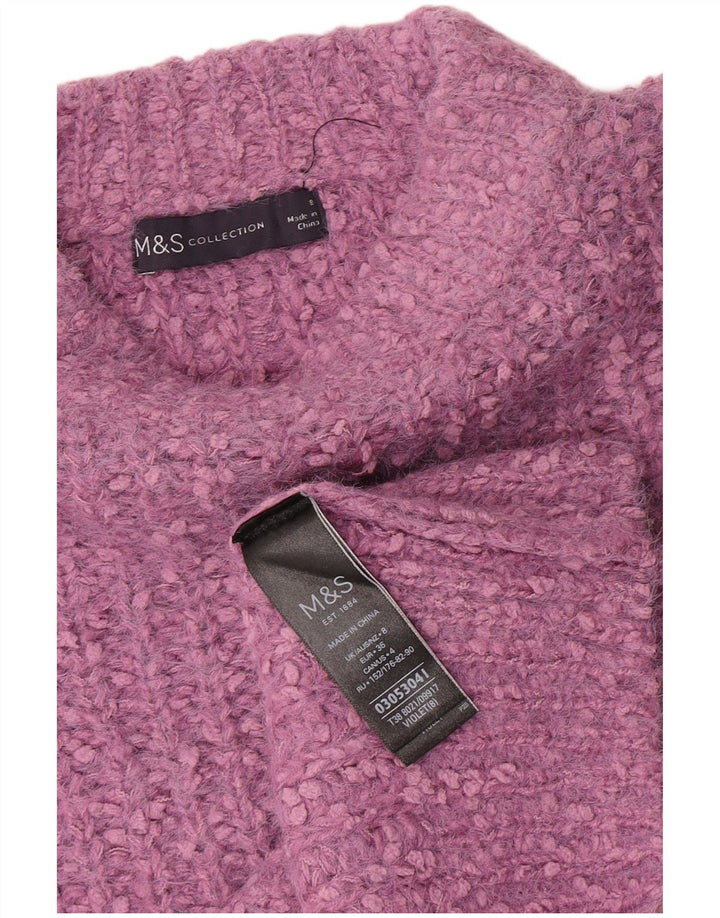 Maglione maglione con scollo a barca da donna Marks & Spencer UK 8 piccolo poliestere viola