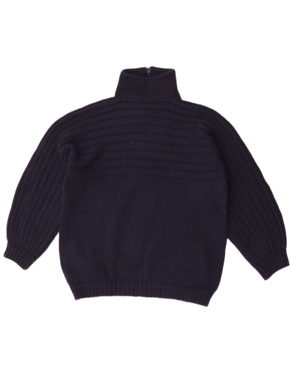 Maglione cardigan con zip intera da donna vintage UK 16 grande blu navy