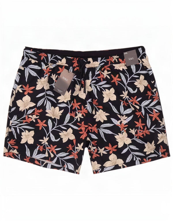 Pantaloncini da bagno da uomo Marks & Spencer 2XL Poliestere floreale nero
