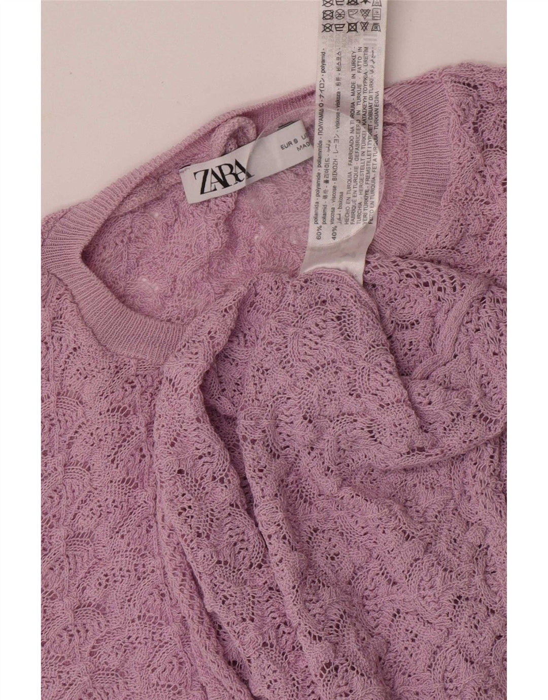 Top corto da donna Zara a maniche lunghe UK 10 piccolo viola in poliammide
