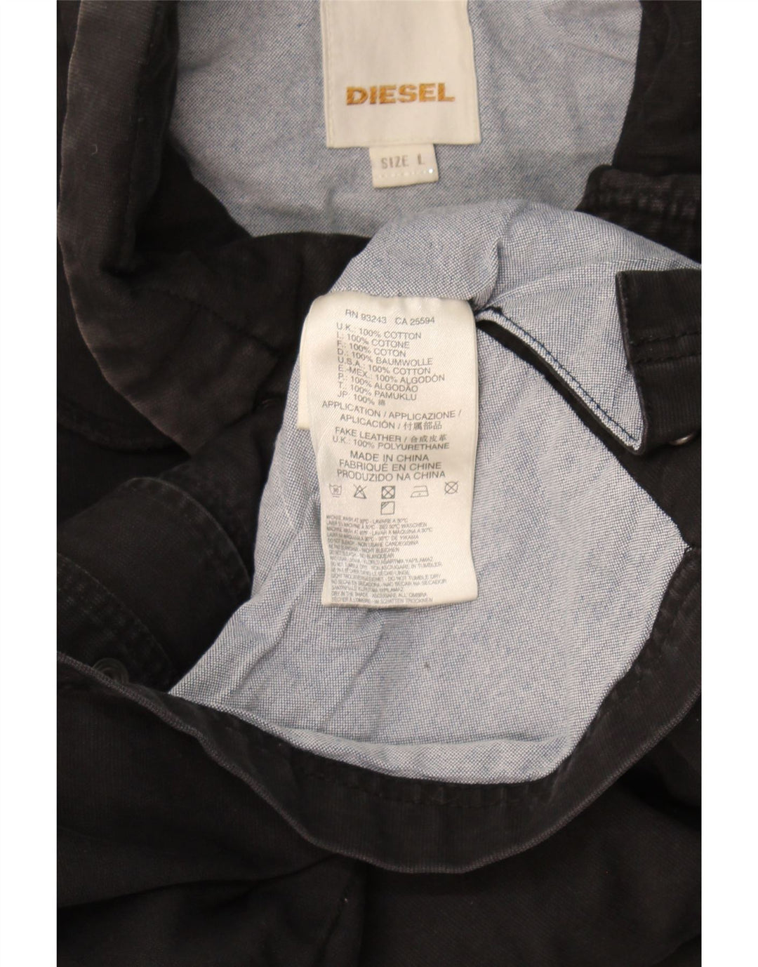 Giacca militare da uomo Diesel UK 40 grande cotone nero