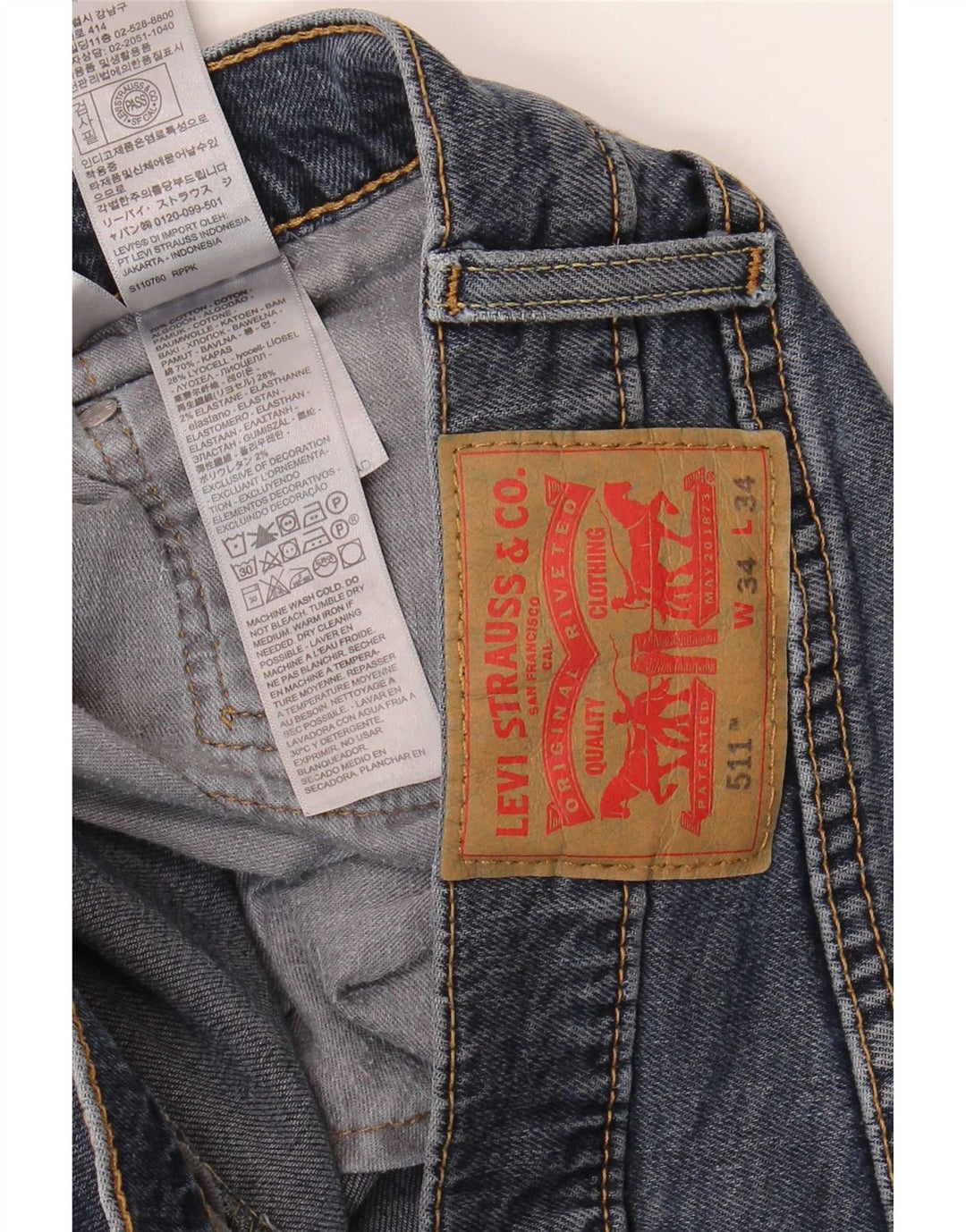 Jeans Levi's Uomo 511 Slim W34 L34 Cotone Blu Navy