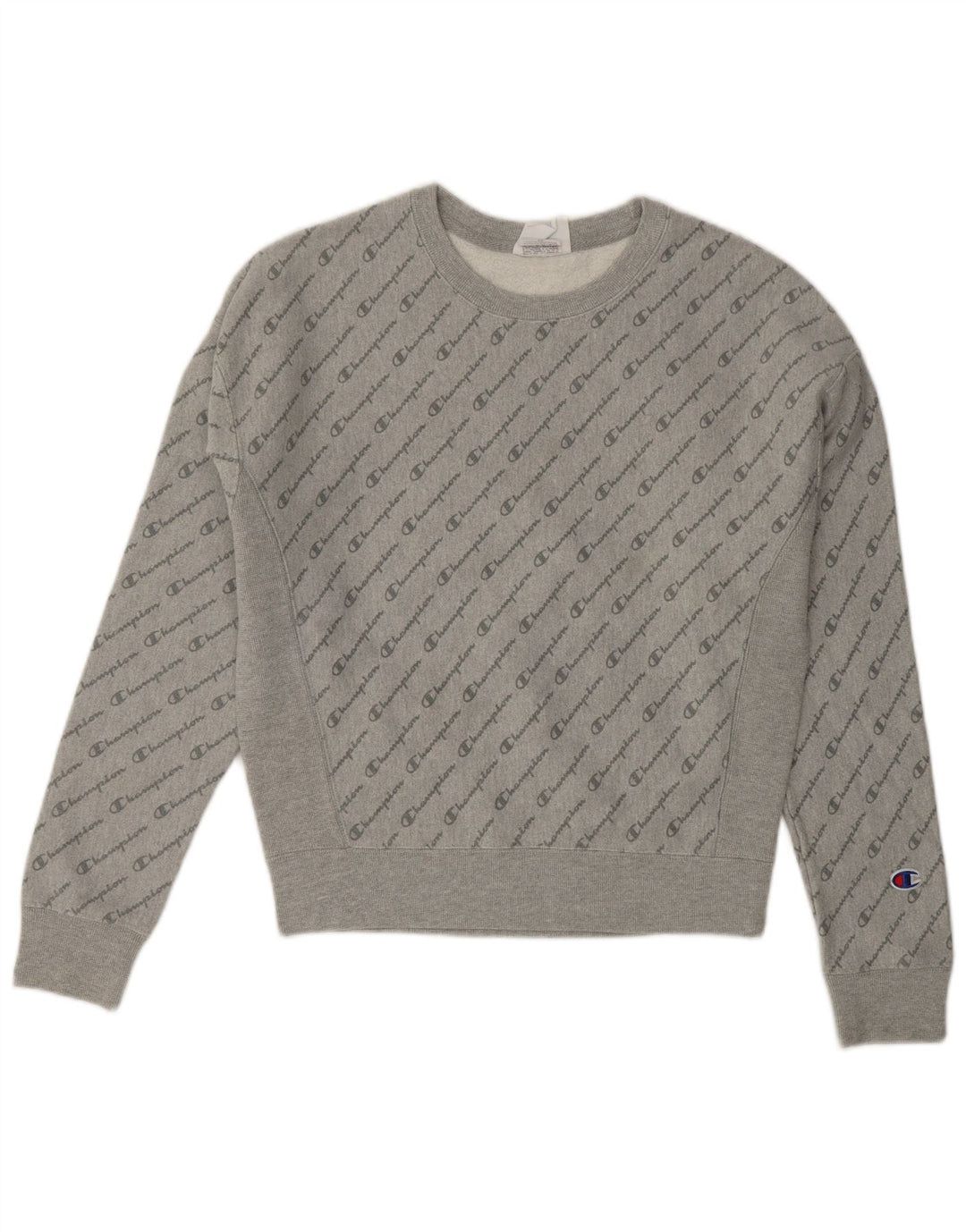 CHAMPION Felpa con grafica Reverse Weave da donna UK 10 Small Grigio