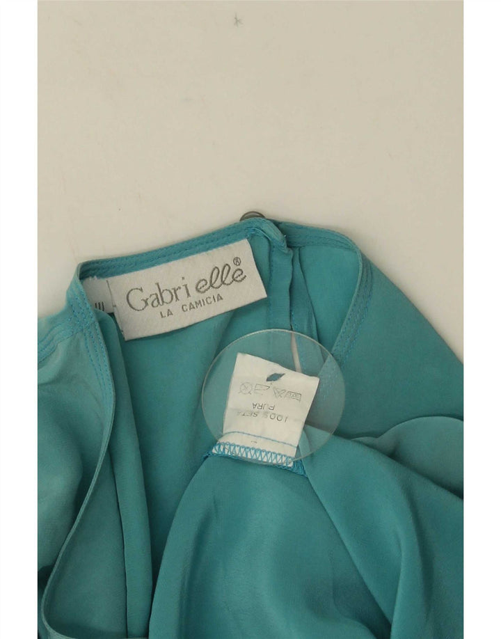 Gabri elle La Camicia Camicetta da donna Top UK 16 Large Blue Silk
