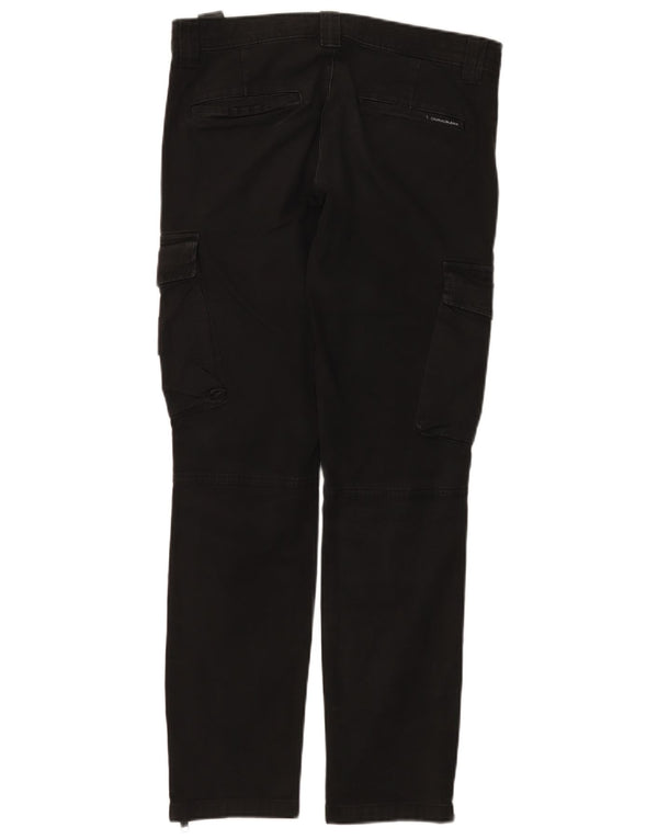 CALVIN KLEIN Pantaloni cargo slim da uomo W30 L29 cotone nero