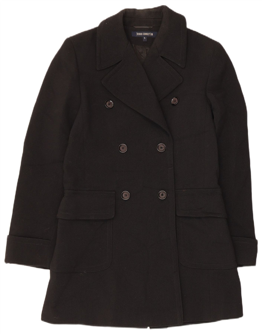 Cappotto doppiopetto da donna French Connection UK 10 piccolo in lana nera