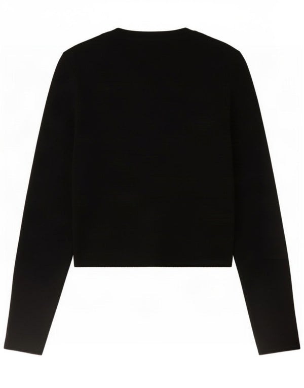 Top corto da donna Zara a maniche lunghe UK 14 grande viscosa nera