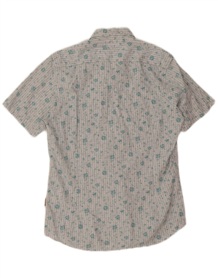 Ted Baker Camicia a maniche corte da uomo taglia 3 cotone floreale bianco medio