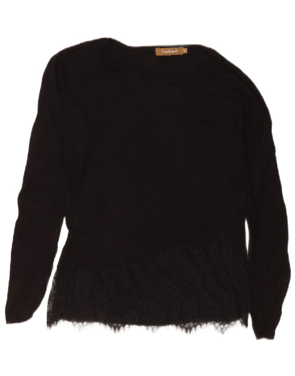 Top da donna a maniche lunghe Conbipel UK 12 medio nero floreale