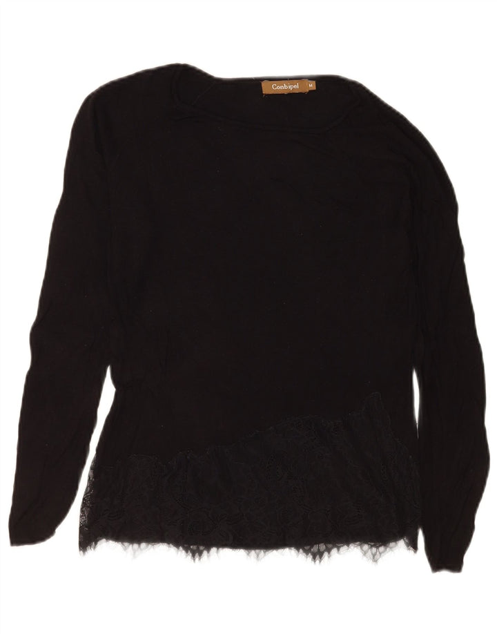 Top da donna a maniche lunghe Conbipel UK 12 medio nero floreale