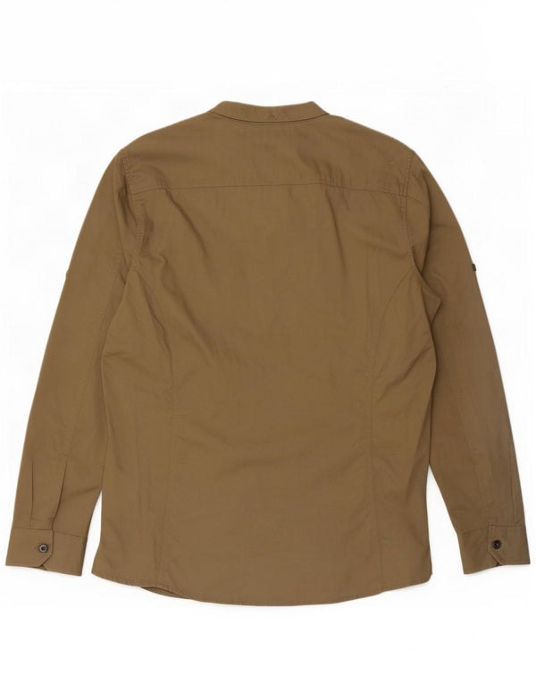 Camicia militare vintage da uomo grande in cotone beige