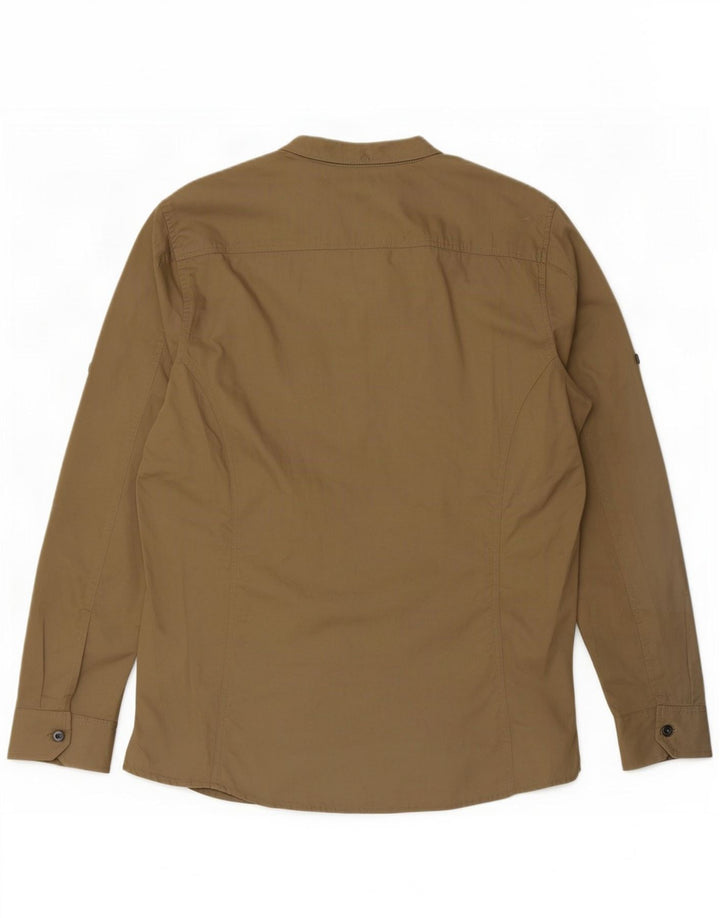 Camicia militare vintage da uomo grande in cotone beige