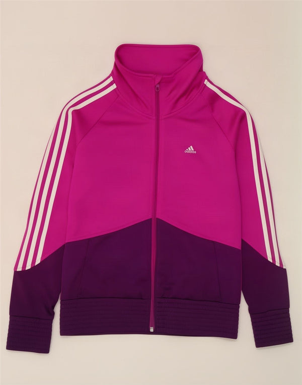 Giacca da tuta da ragazza Adidas 14-15 anni in poliestere color block rosa