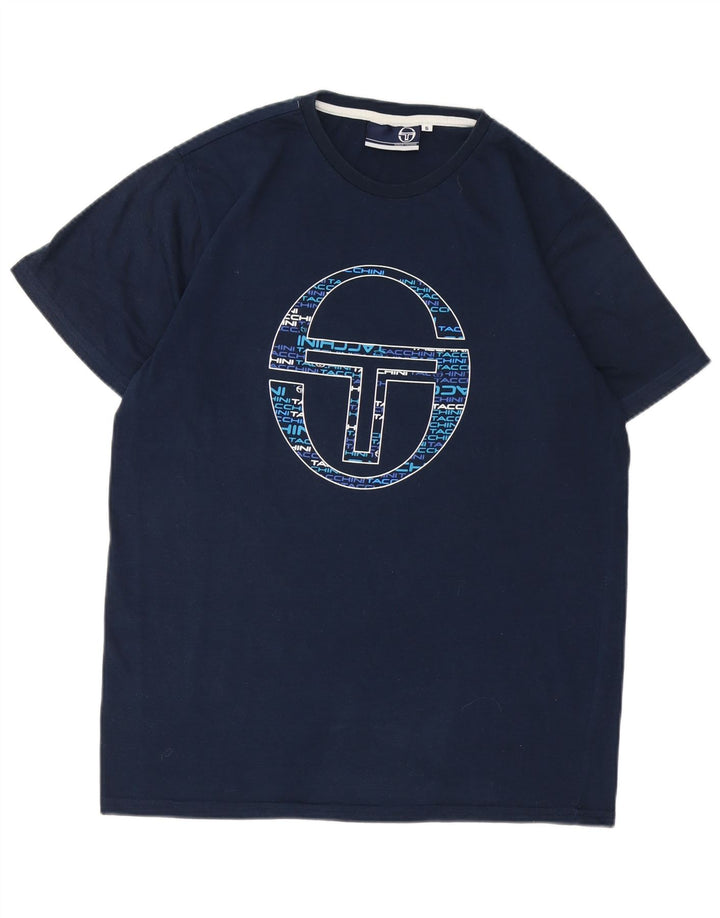 SERGIO TACCHINI T-shirt grafica da uomo Top piccola in poliestere blu navy