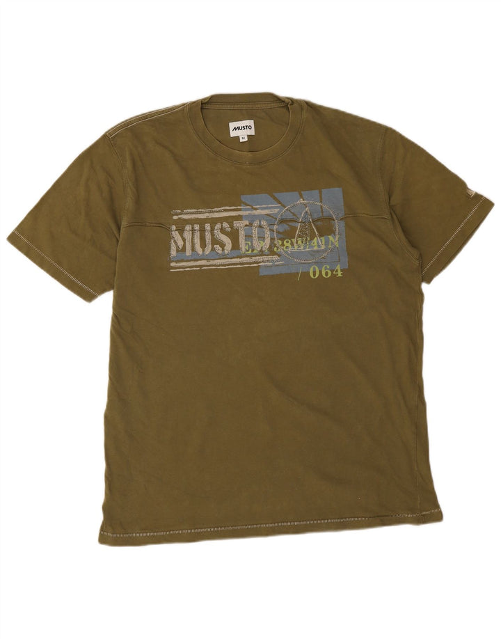 Musto T-shirt grafica da uomo Top in cotone kaki medio