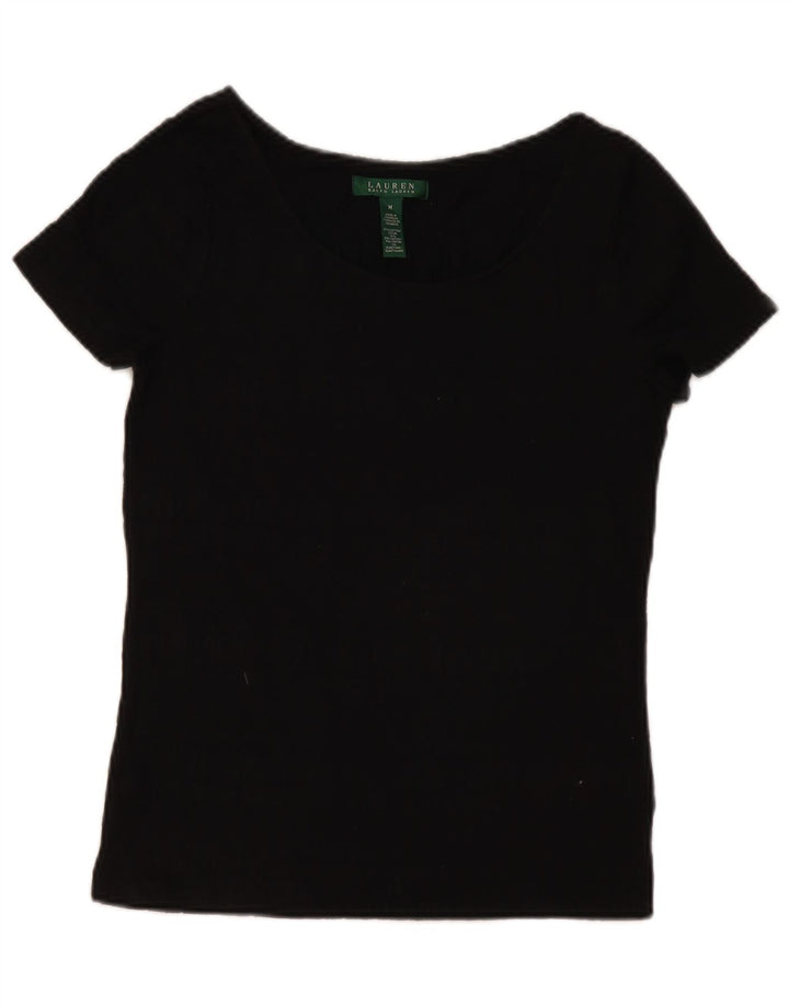 Top camicetta da donna RALPH LAUREN UK 12 cotone nero medio