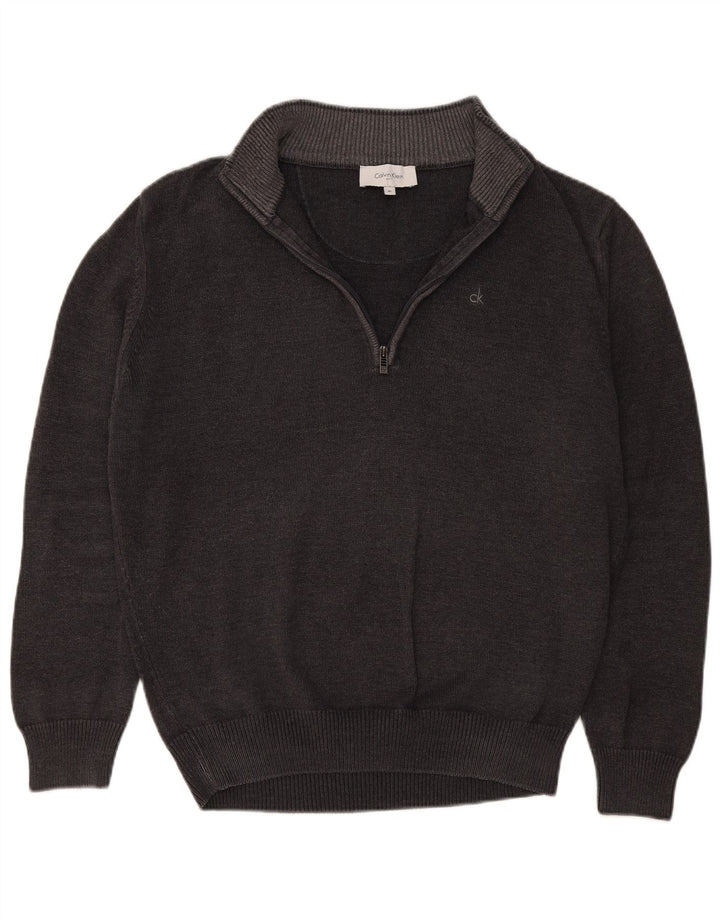 Maglione maglione con zip da uomo Calvin Klein XL in cotone grigio