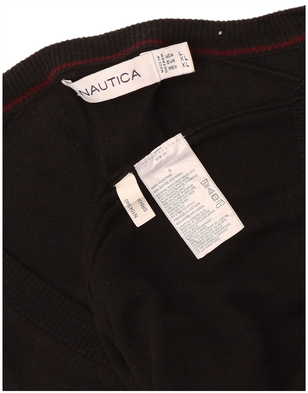 Maglione da uomo con scollo a V Nautica, grande cotone nero