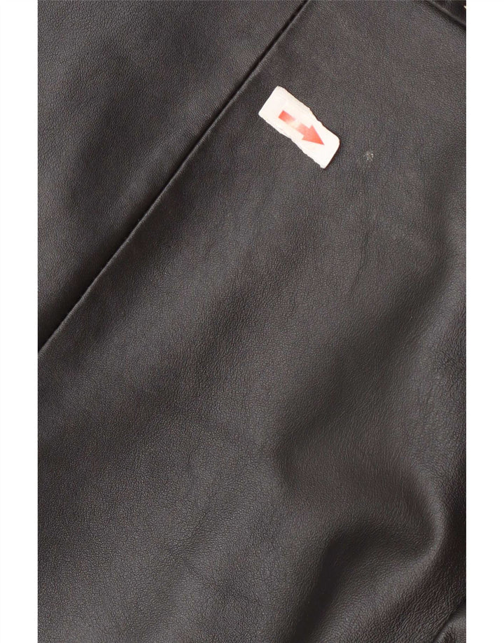 Giacca blazer in pelle a 3 bottoni da donna Julia S. Roma UK 12 media nera