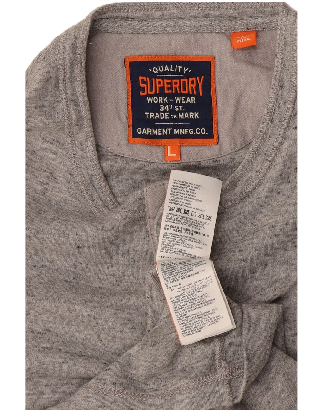 T-shirt da uomo Superdry Top grande in cotone chiazzato grigio