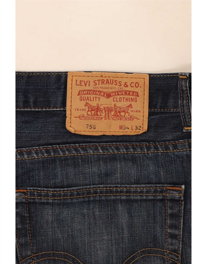 Levi's Uomo 758 Jeans Bootcut W34 L30 Cotone Blu