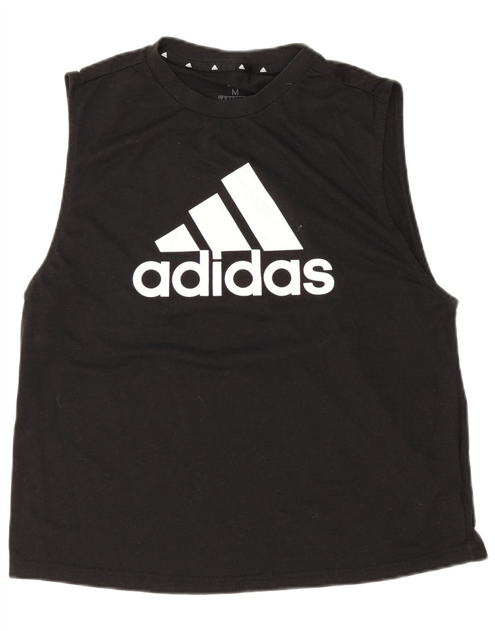 Canottiera grafica da donna Adidas UK 14 poliestere nero medio