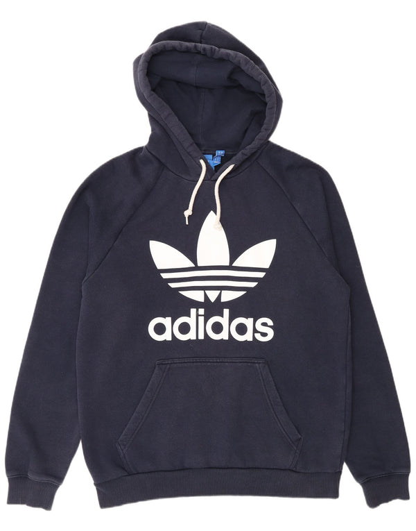 Felpa con cappuccio grafica da uomo Adidas media in cotone blu navy