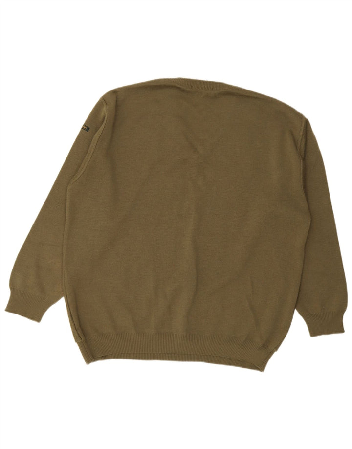 Maglione da uomo con scollo a V Swallow 2XL Lana color block kaki