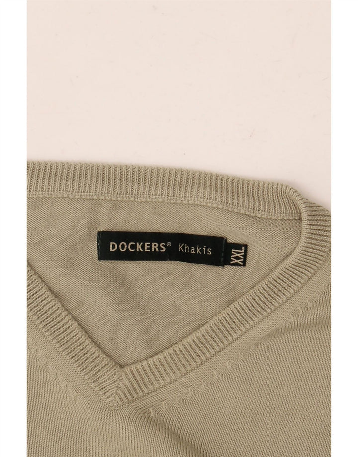 Dockers Maglione da uomo con scollo a V color kaki 2XL Cachi