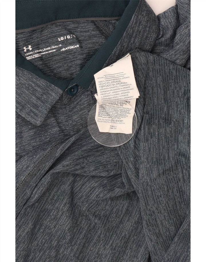 Polo Under Armour da uomo Heat Gear, grande, in poliestere chiazzato blu