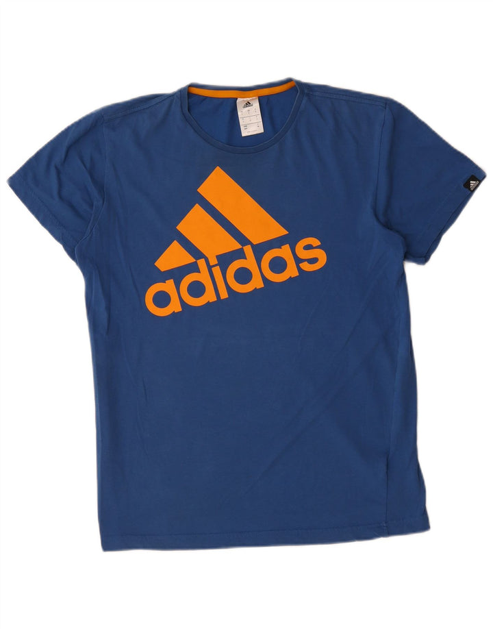 T-shirt grafica da uomo Adidas Top piccola in cotone blu
