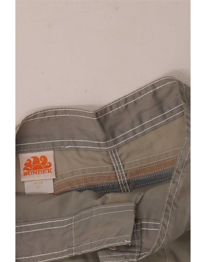 Pantaloncini da bagno da uomo Sundek XS in nylon a righe grigie
