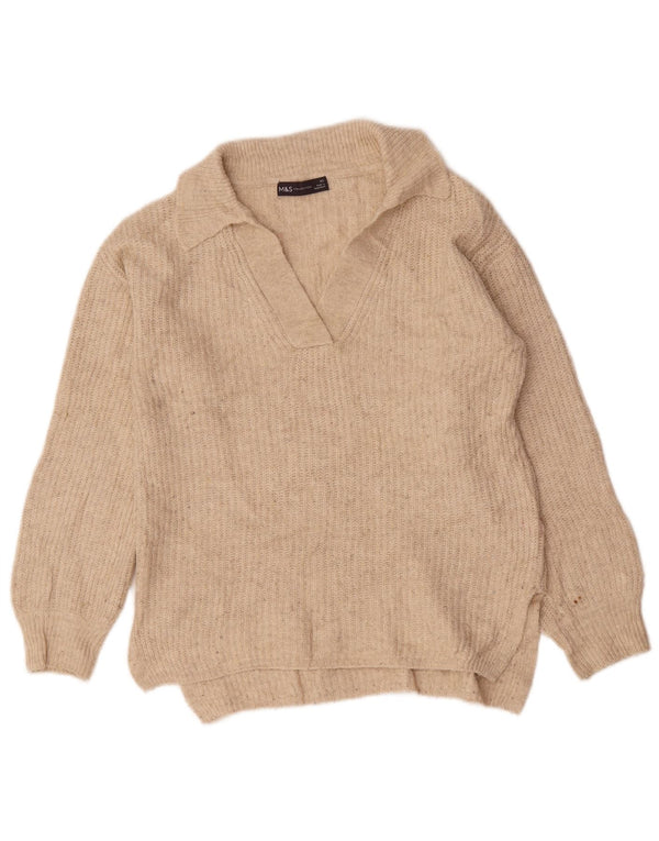 Maglione oversize con collo a polo da donna Marks & Spencer UK 6 XS Beige