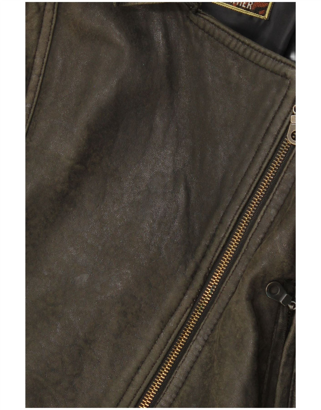 Giacca da motociclista oversize in pelle da donna vintage UK 10 Piccola pelle marrone