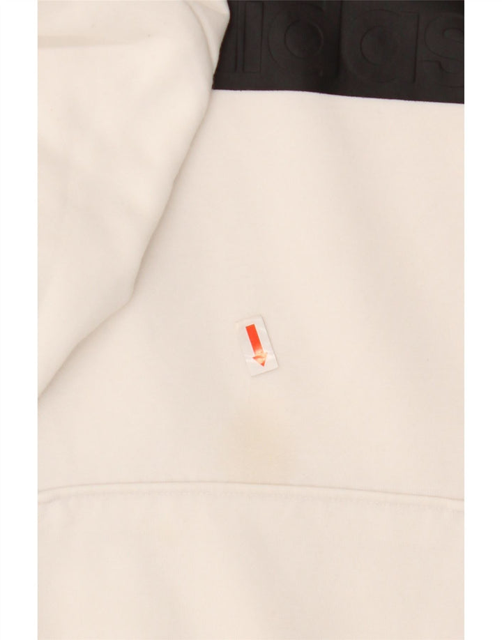 Felpa con cappuccio grafica da donna Adidas UK 8/10 Small Poliestere bianco