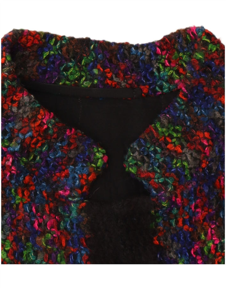 Giacca blazer in maglia da donna vintage UK 14 medio multicolore screziato