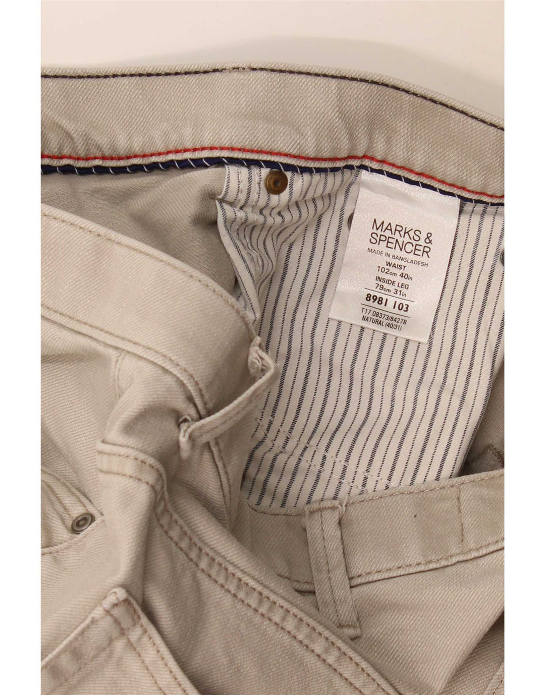 Jeans dritti da uomo Marks & Spencer blu Harbour W40 L31 cotone grigio