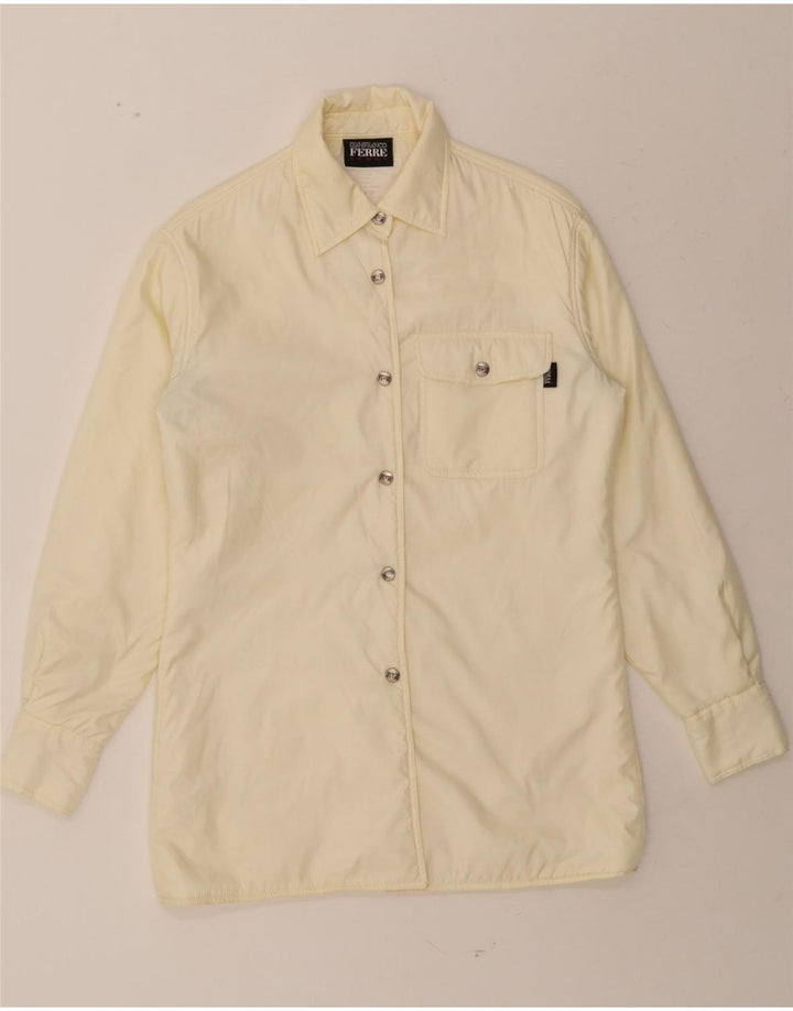 GIANFRANCO FERRE Womens Shirt UK 10 Small Off White Nylon Vintage Gianfranco Ferre and Second-Hand Gianfranco Ferre from Messina Hembry 