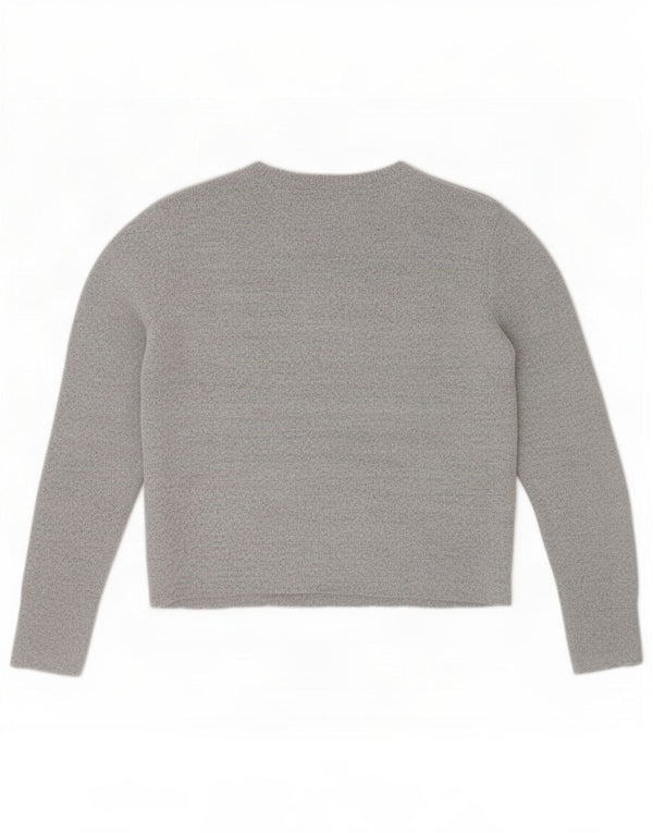 Maglione da donna con scollo a barca Oasis UK 14 Grande acrilico geometrico grigio