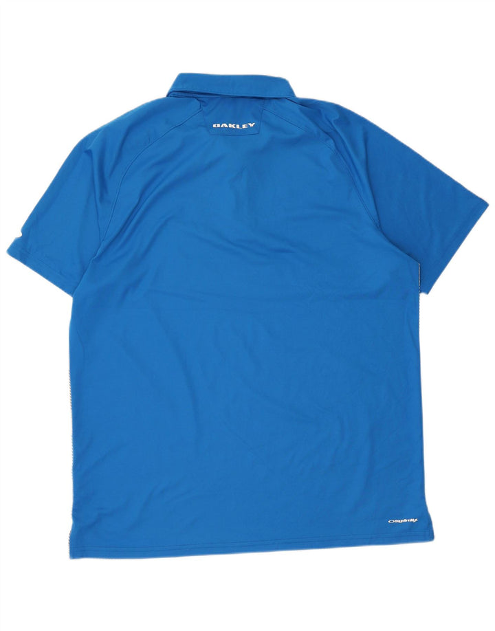 Polo da uomo Oakley XL in poliestere a righe blu