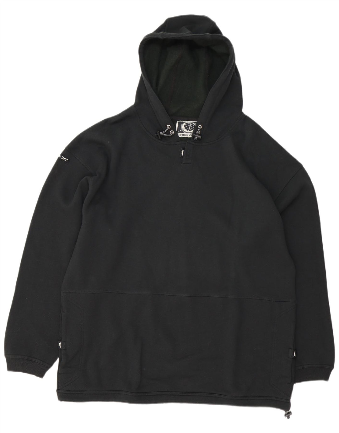 Felpa con cappuccio da uomo Reebok grande in cotone nero