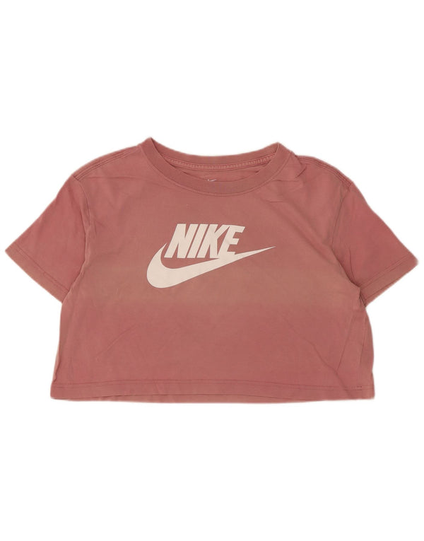 T-shirt grafica oversize corta Nike da donna, taglia UK 10, piccola, cotone rosa
