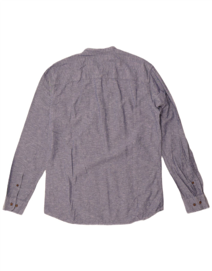 Camicia pullover slim fit da uomo Jack & Jones in cotone screziato blu medio