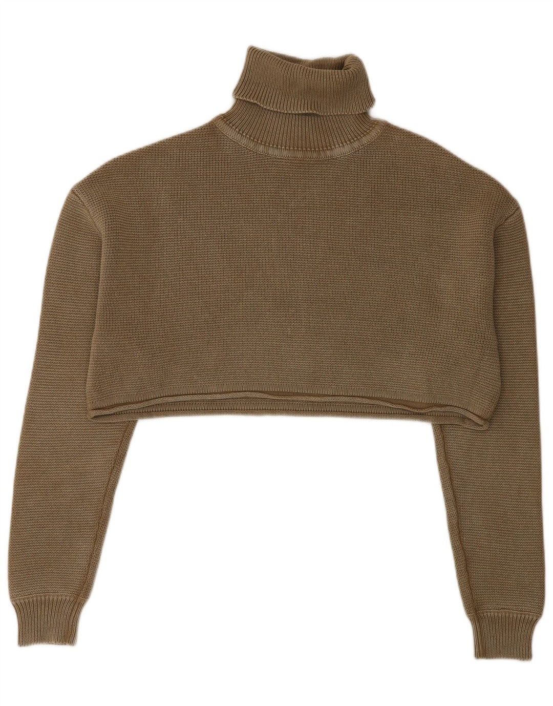 Maglione corto a collo alto oversize corto da donna Zara UK 10 piccolo kaki