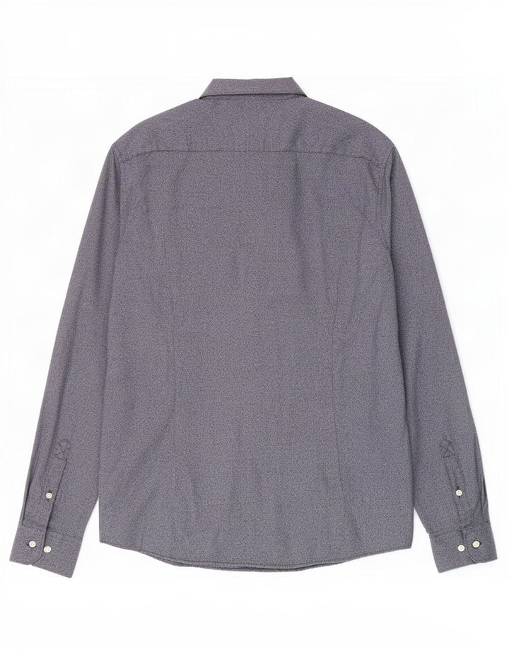 Camicia Barbour da uomo su misura in cotone screziato blu medio