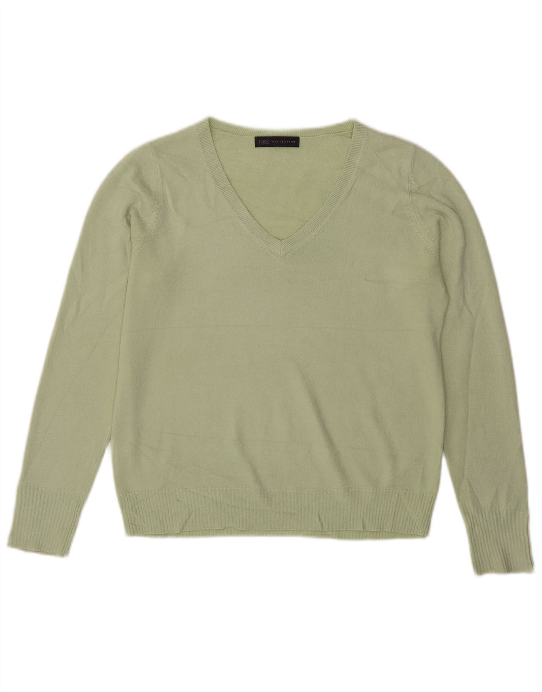 Maglione maglione con scollo a V da donna Marks & Spencer UK 16 grande verde