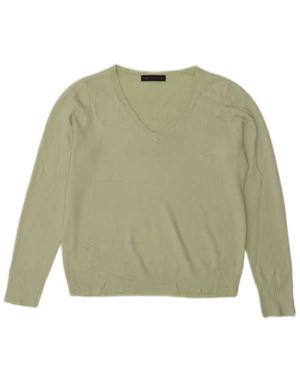 Maglione maglione con scollo a V da donna Marks & Spencer UK 16 grande verde