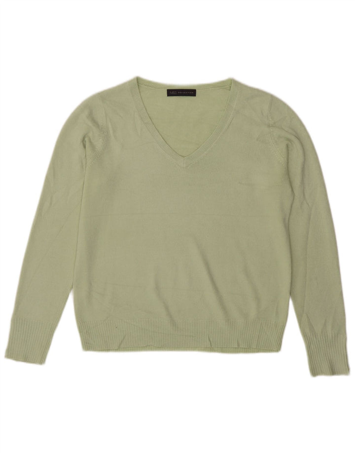 Maglione maglione con scollo a V da donna Marks & Spencer UK 16 grande verde
