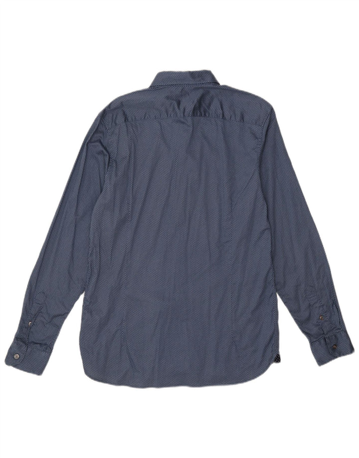 Camicia da uomo Ted Baker taglia 4 grande cotone maculato blu