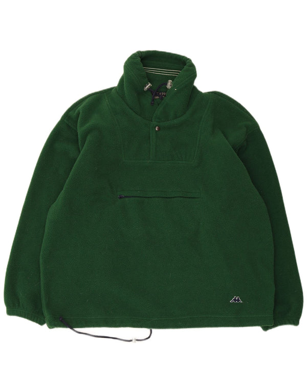 Kappa Mens Loose Fit Zip Neck Fleece Jumper Large Green Polyester